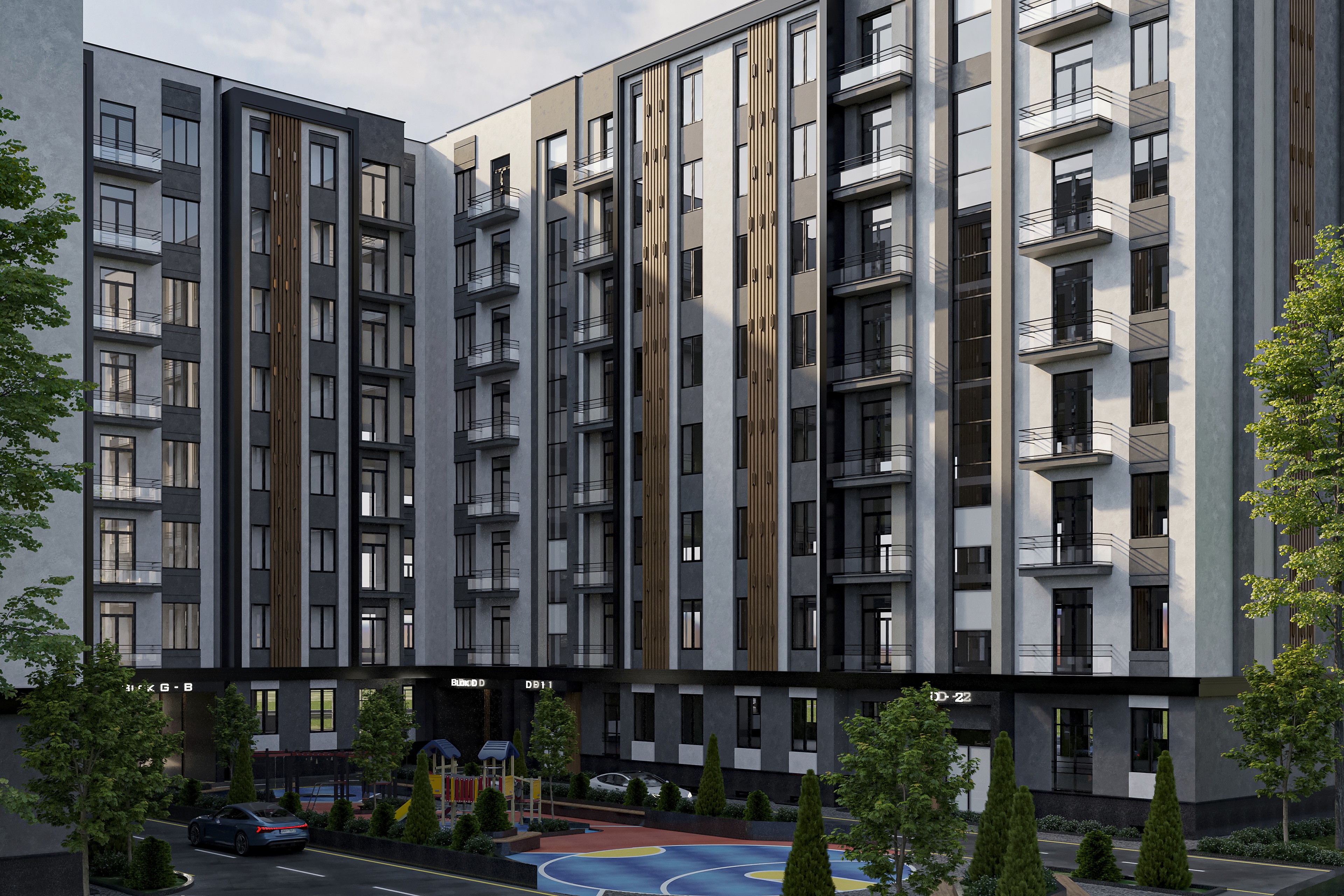 Архитектурный рендер жилого комплекса Bunyodkor на улице Муйнак