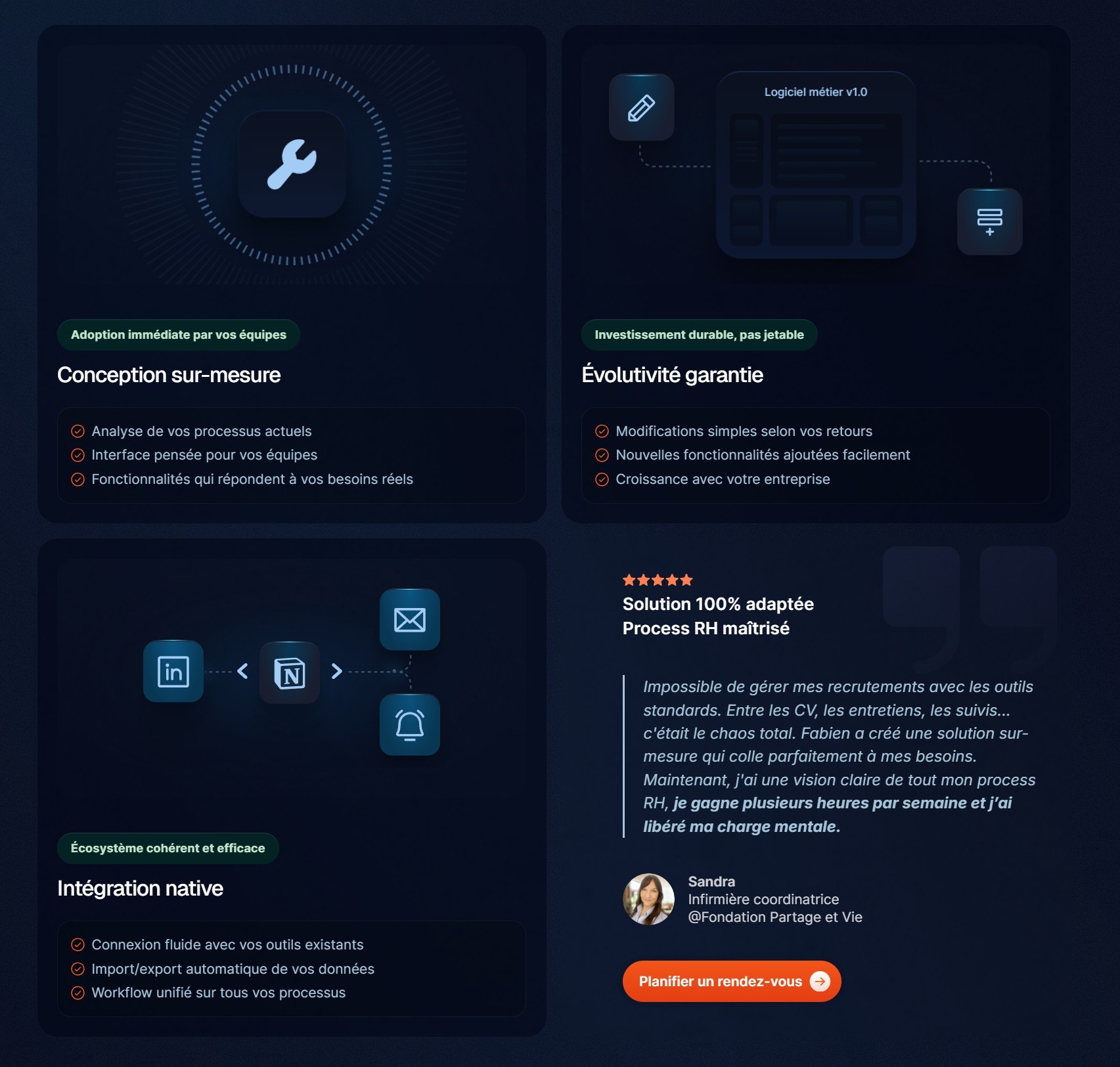 section logiciel métier site hubicom