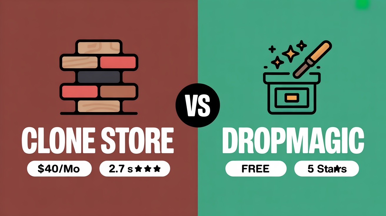Clone Store vs Dropmagic — theme section filler vs AI store builder comparison