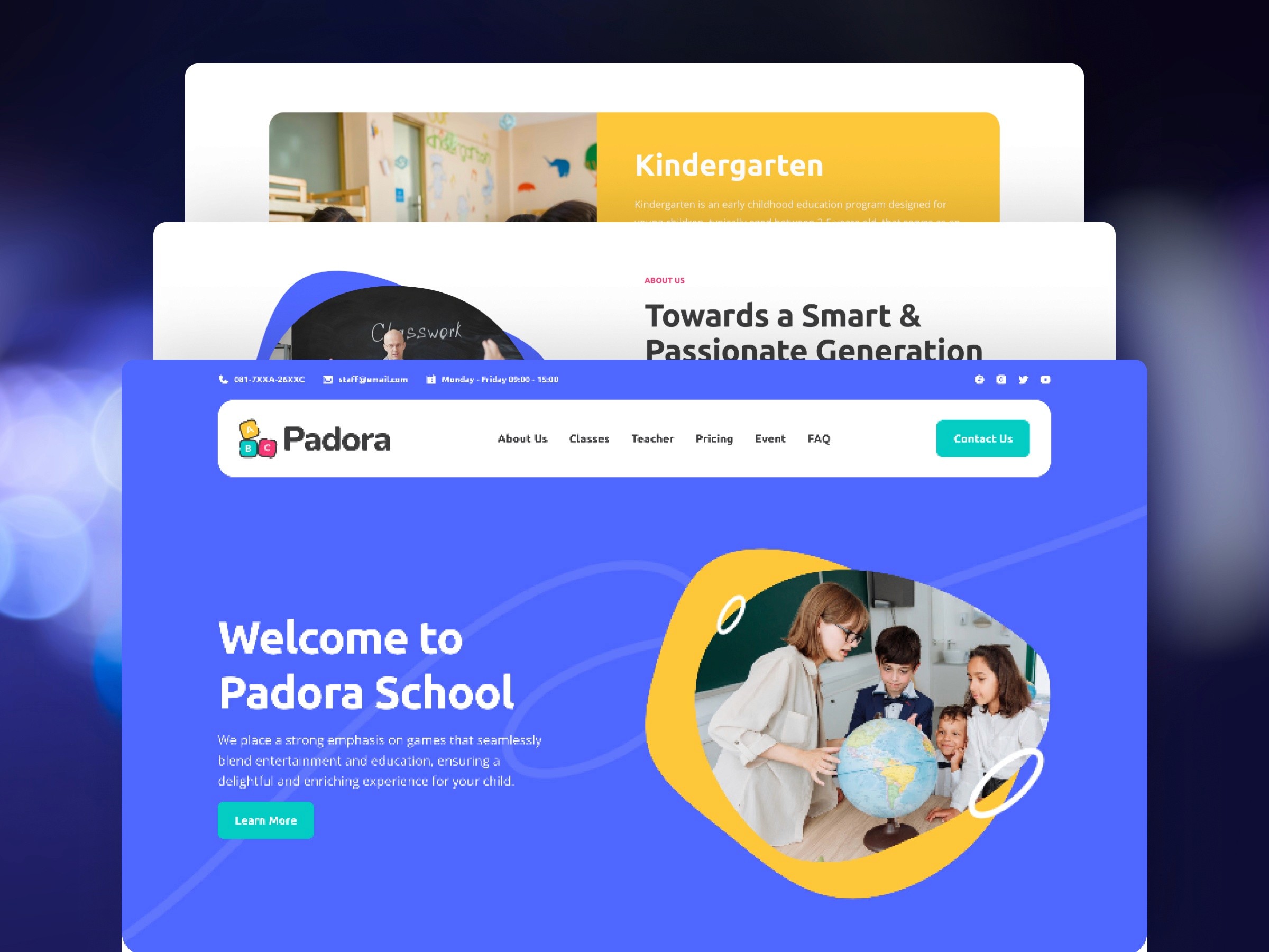 Padora — 专业彩色教育培训网站设计灵感