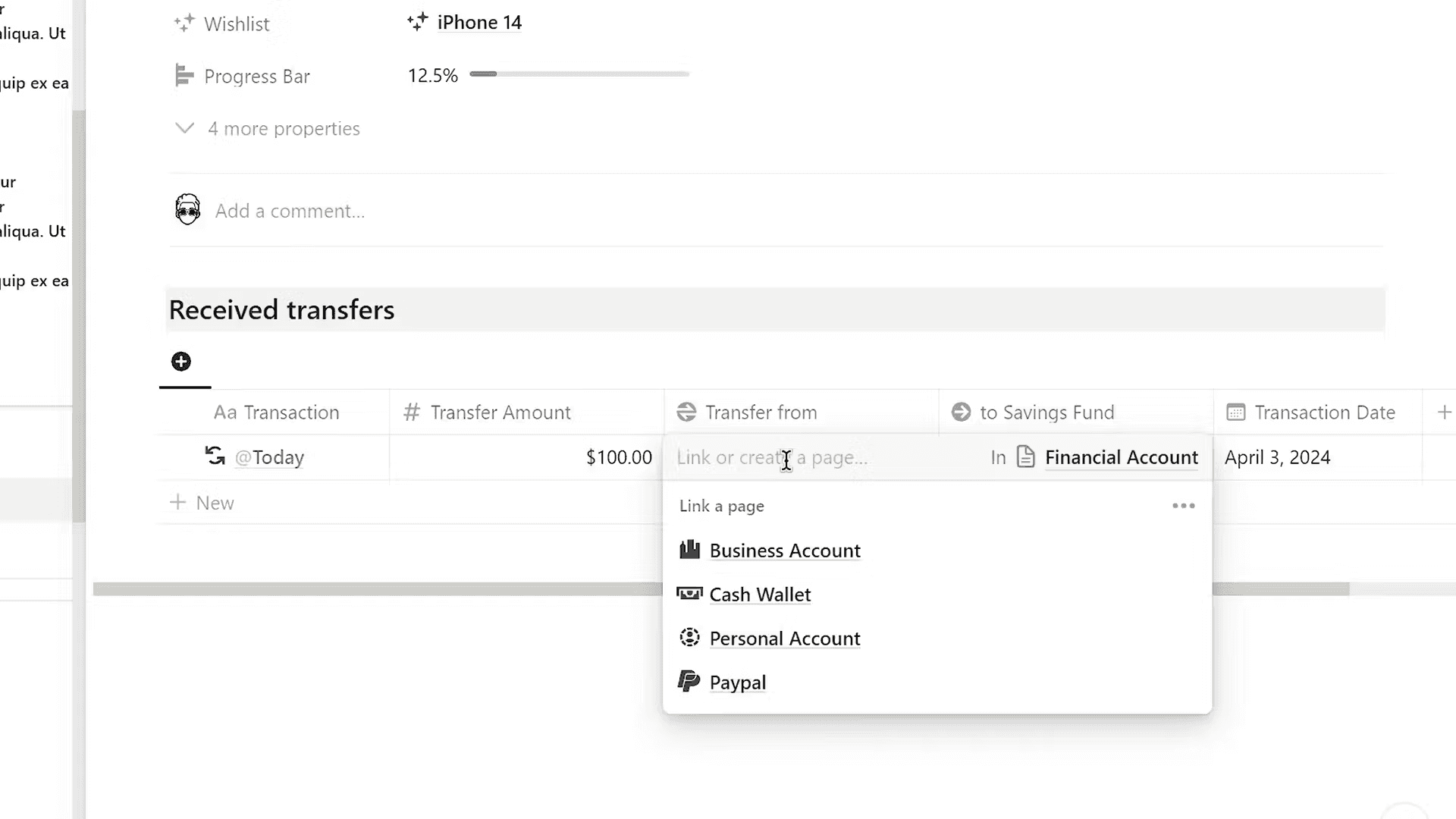 Image showing how to integrate Wishlist Tracker into Notion Finance OS