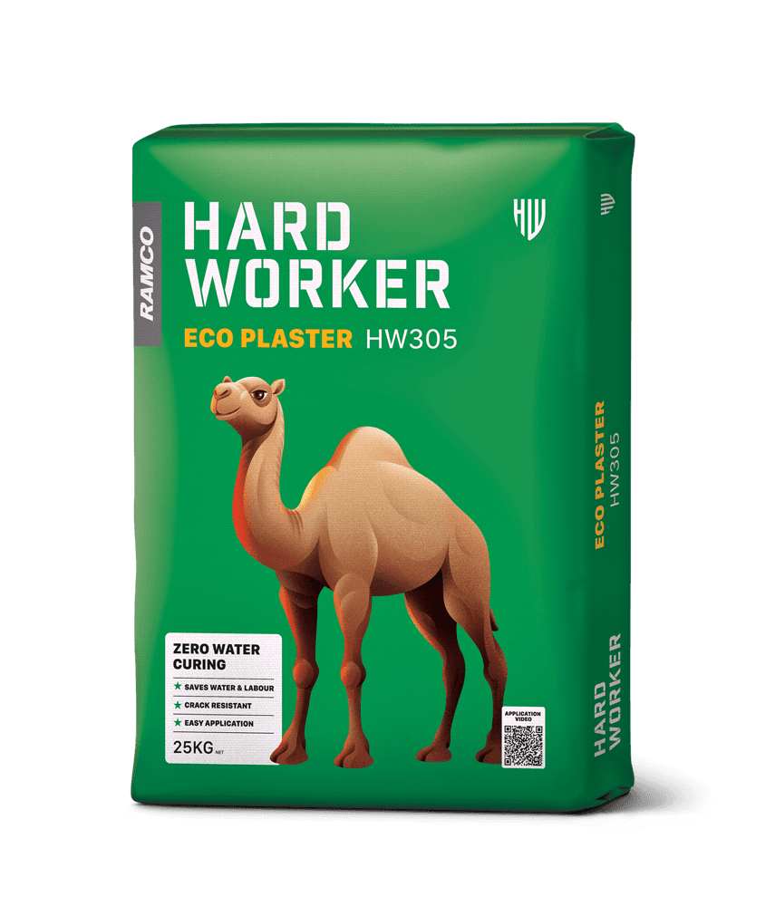 Hard Worker Eco Plaster - Self-curing wall plaster. No need for water curing.