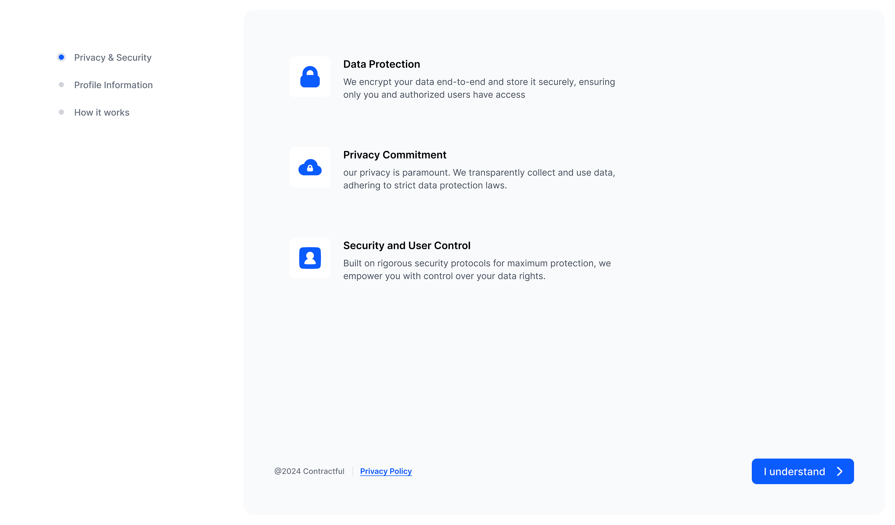 Image of security measures for data handling, inside contractful