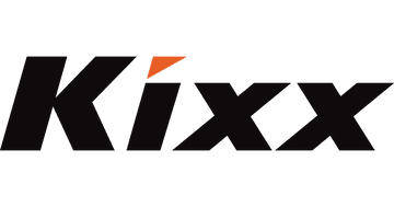 Logo of "Kixx" with bold black text and a small orange triangle above the letter "i" on a transparent background.