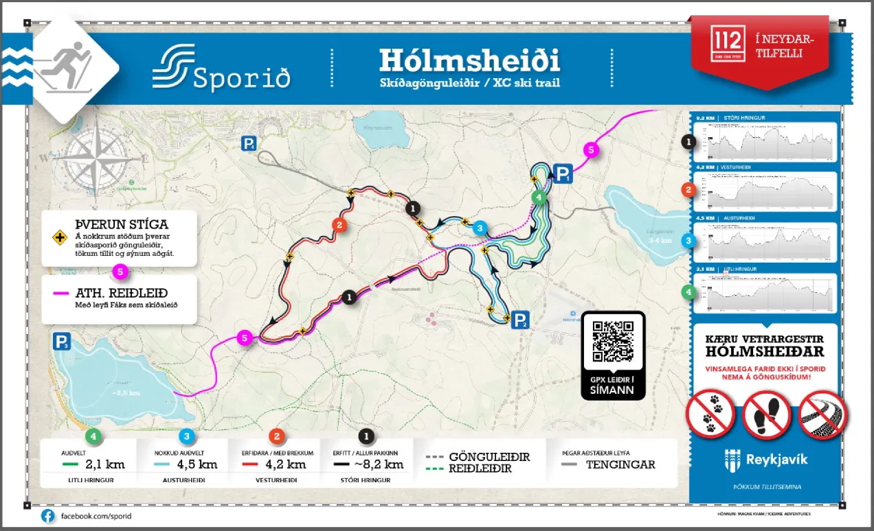 Holmsheidi nordik ski map of routes