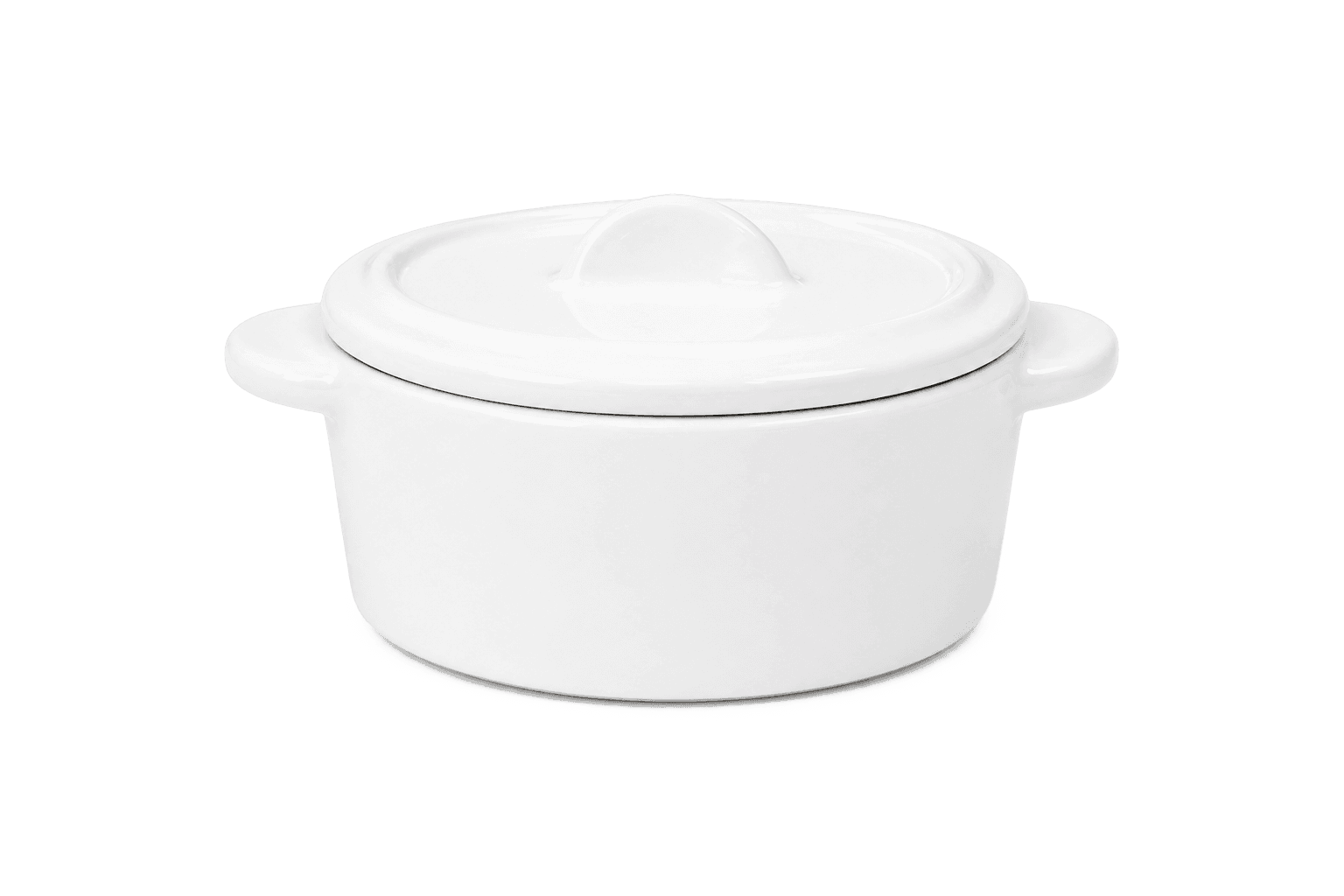 Mini-cocotte ronde en céramique blanche avec couvercle et deux anses