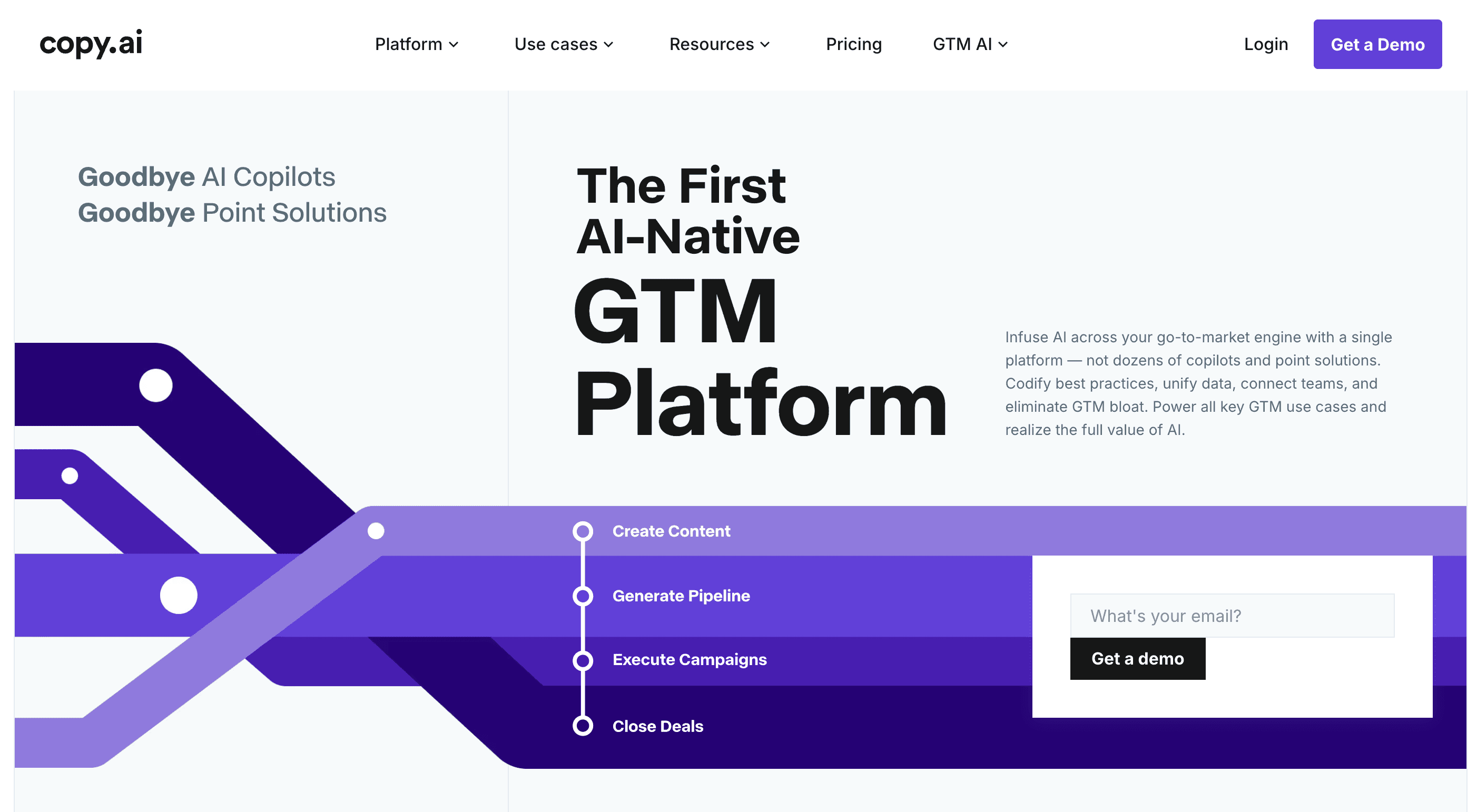 Copy.ai dashboard showing short-form content generation for emails and social media