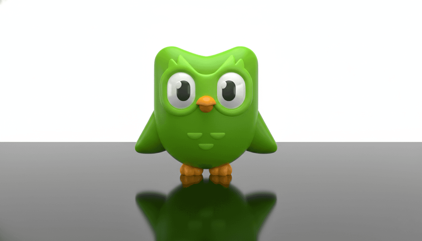 Duolingo Case study, Image Showing Green owl mascot - Clicknify