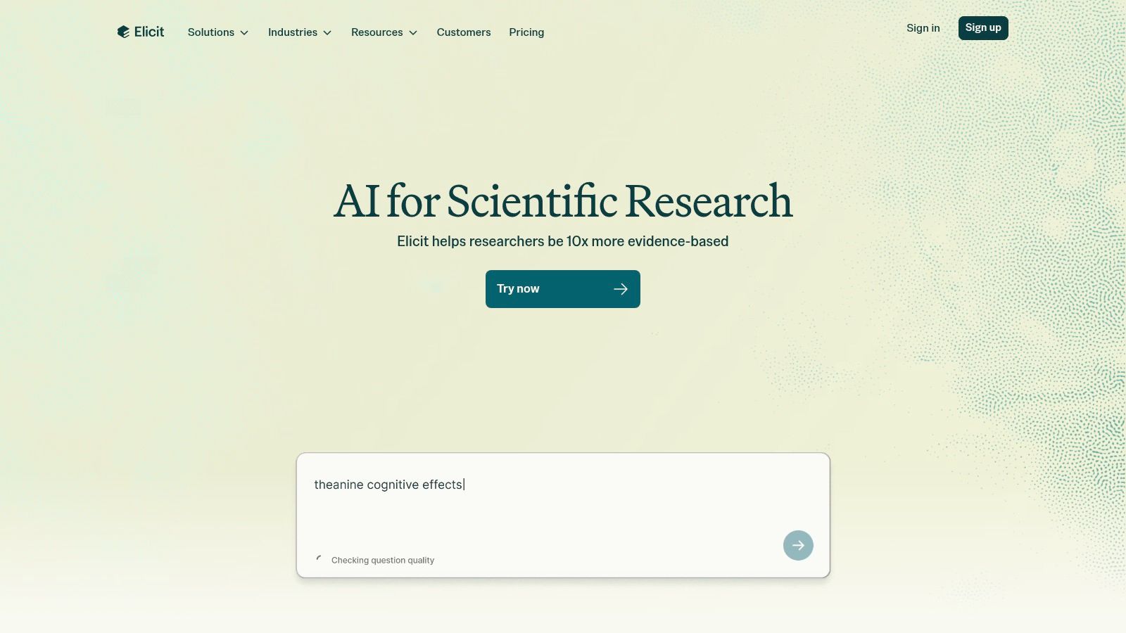 Elicit's interface showing a table of summarized research papers.