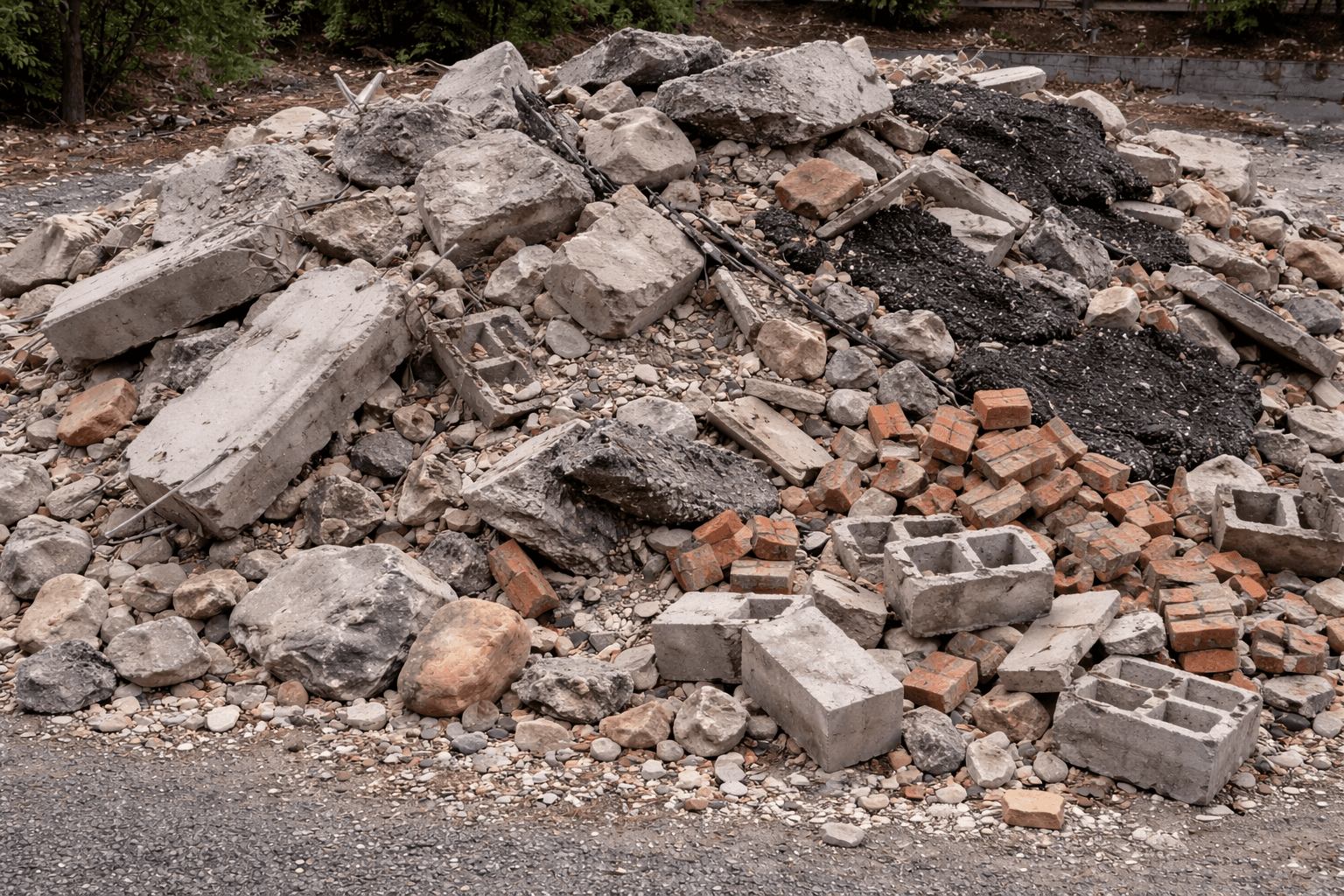 concrete, wood, drywall, roofing