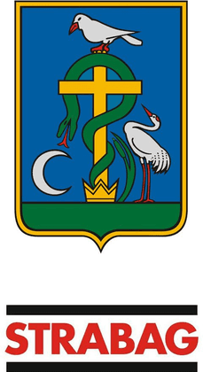 Makó coat of arms and STRABAG logo