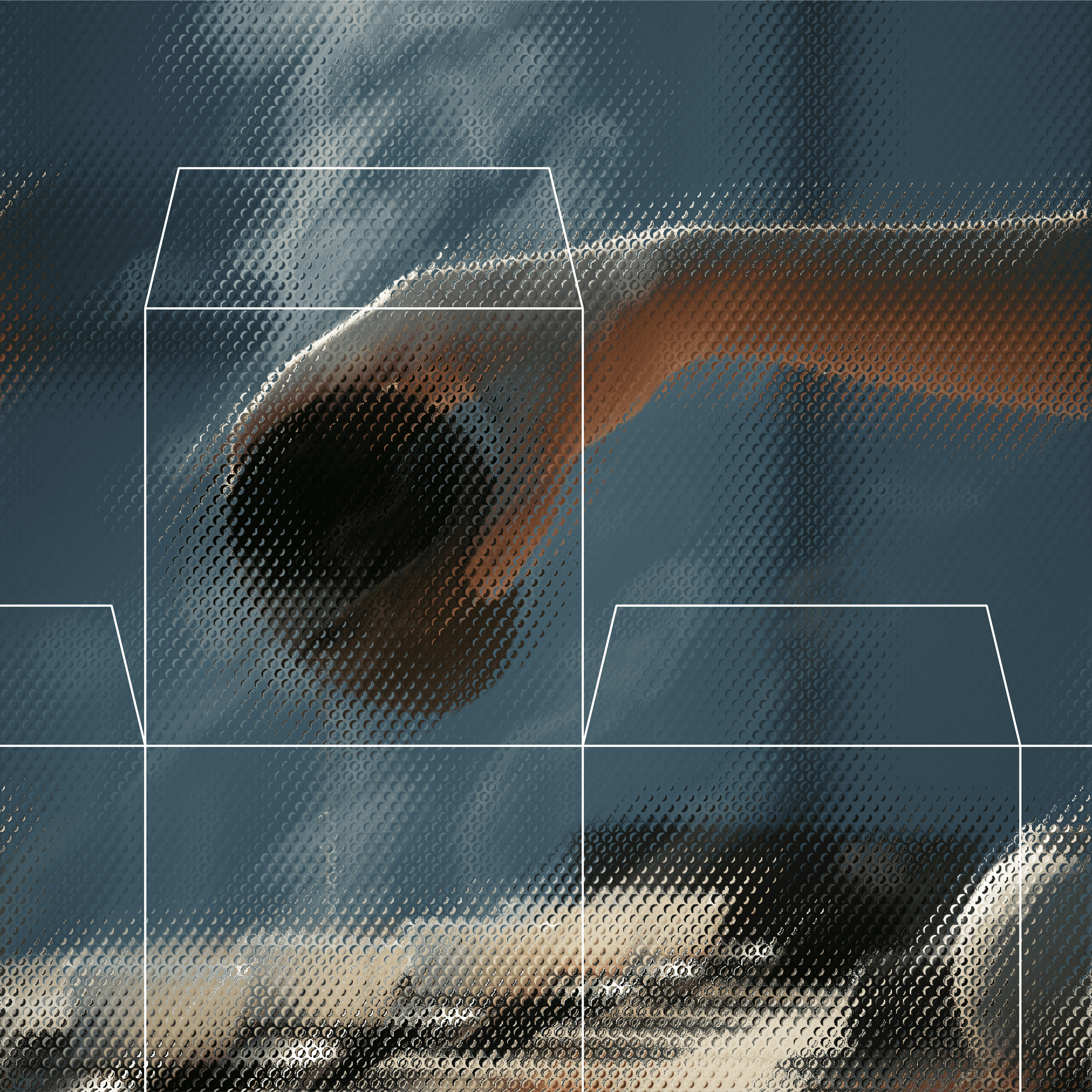 A hand holding a steaming cup of coffee is silhouetted against a blurred background featuring stacked boxes and assorted equipment, highlighting the warmth and comfort of a fresh brew.