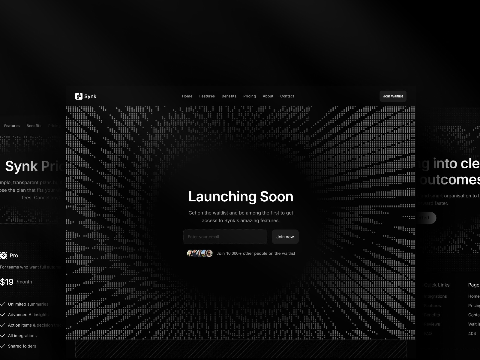 Synk — 高级暗黑现代 Web3 项目官网设计灵感