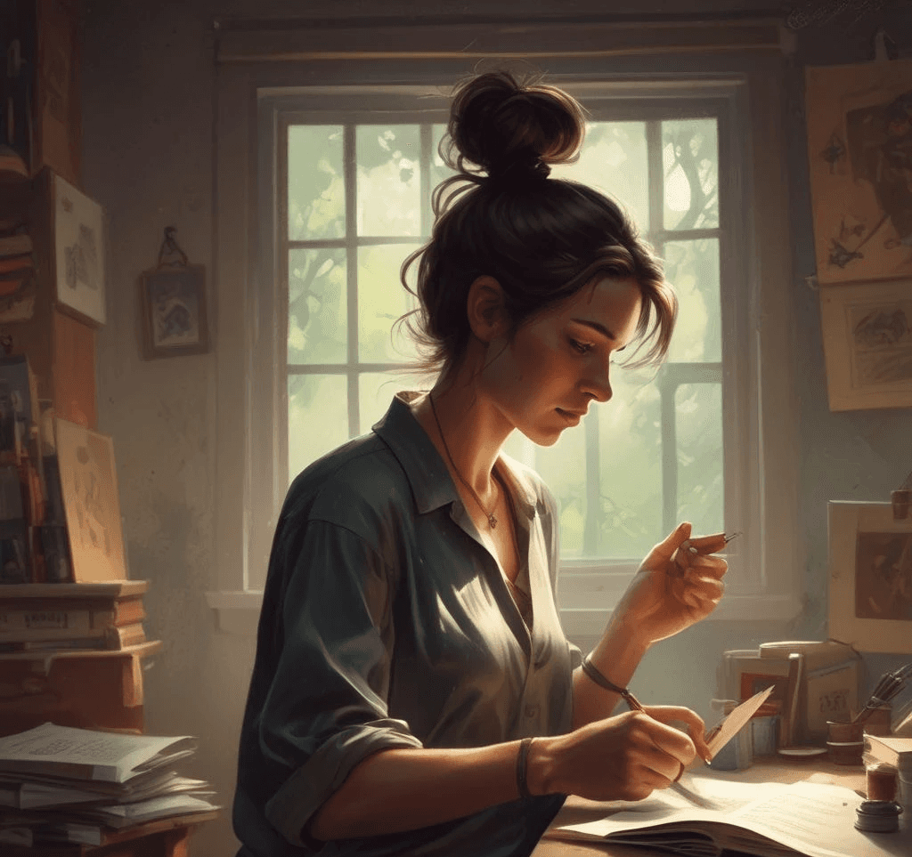 Heso blog image, a woman on a desk learning and seeking to know the role of AI in personal development