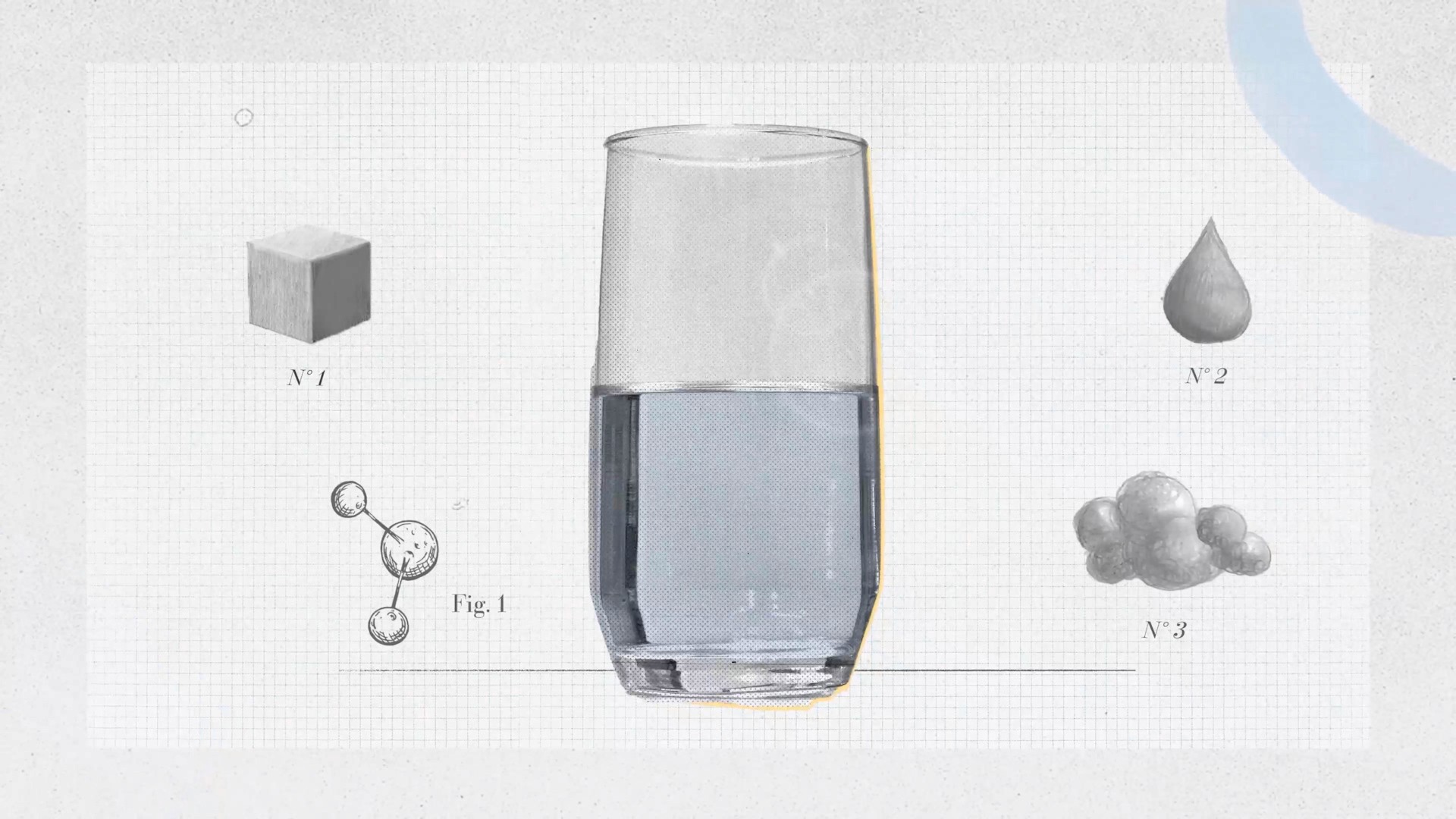 A mixed media animation showing a glass of water