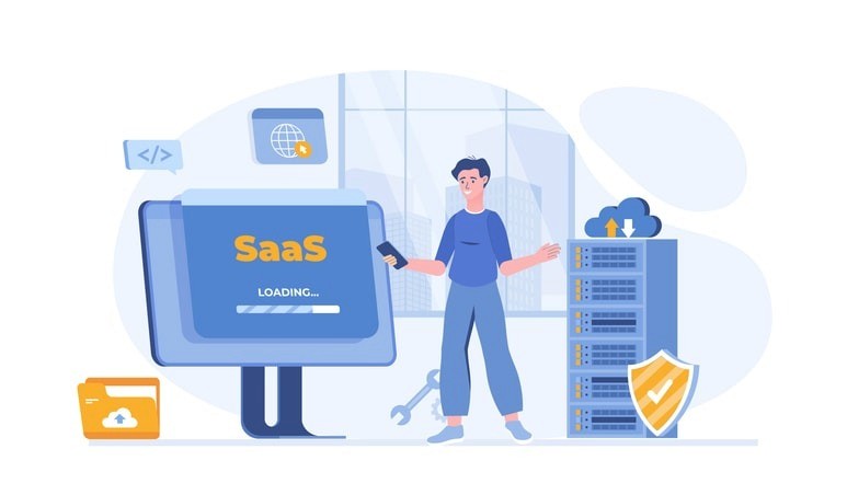 An overview of a SaaS company definition with cloud-based applications.