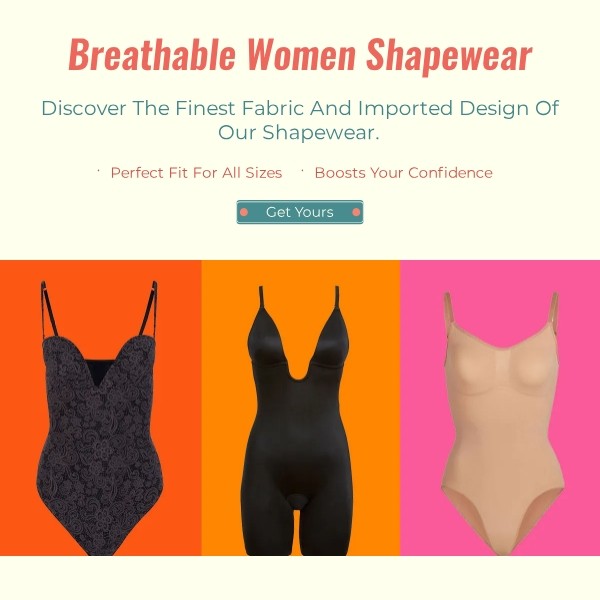 Product banner for breathable women shapewear generated with Sivi AI