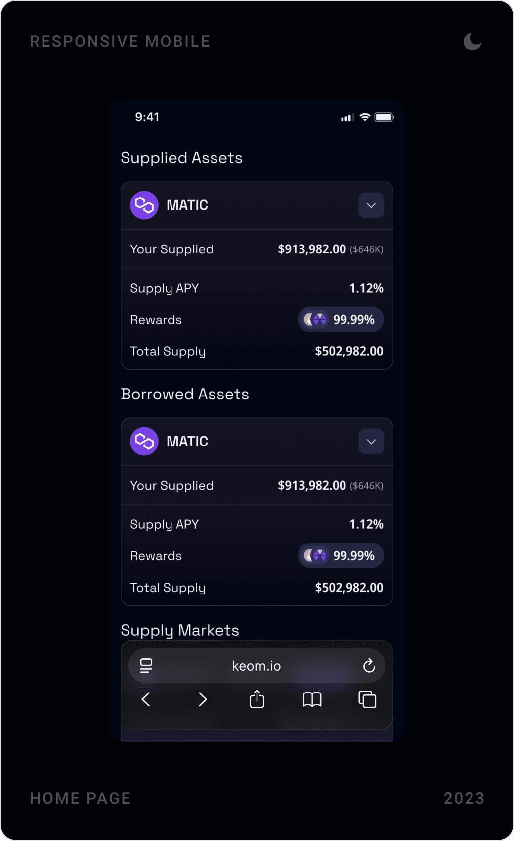 Professional DeFi Asset Overview Mobile Design
