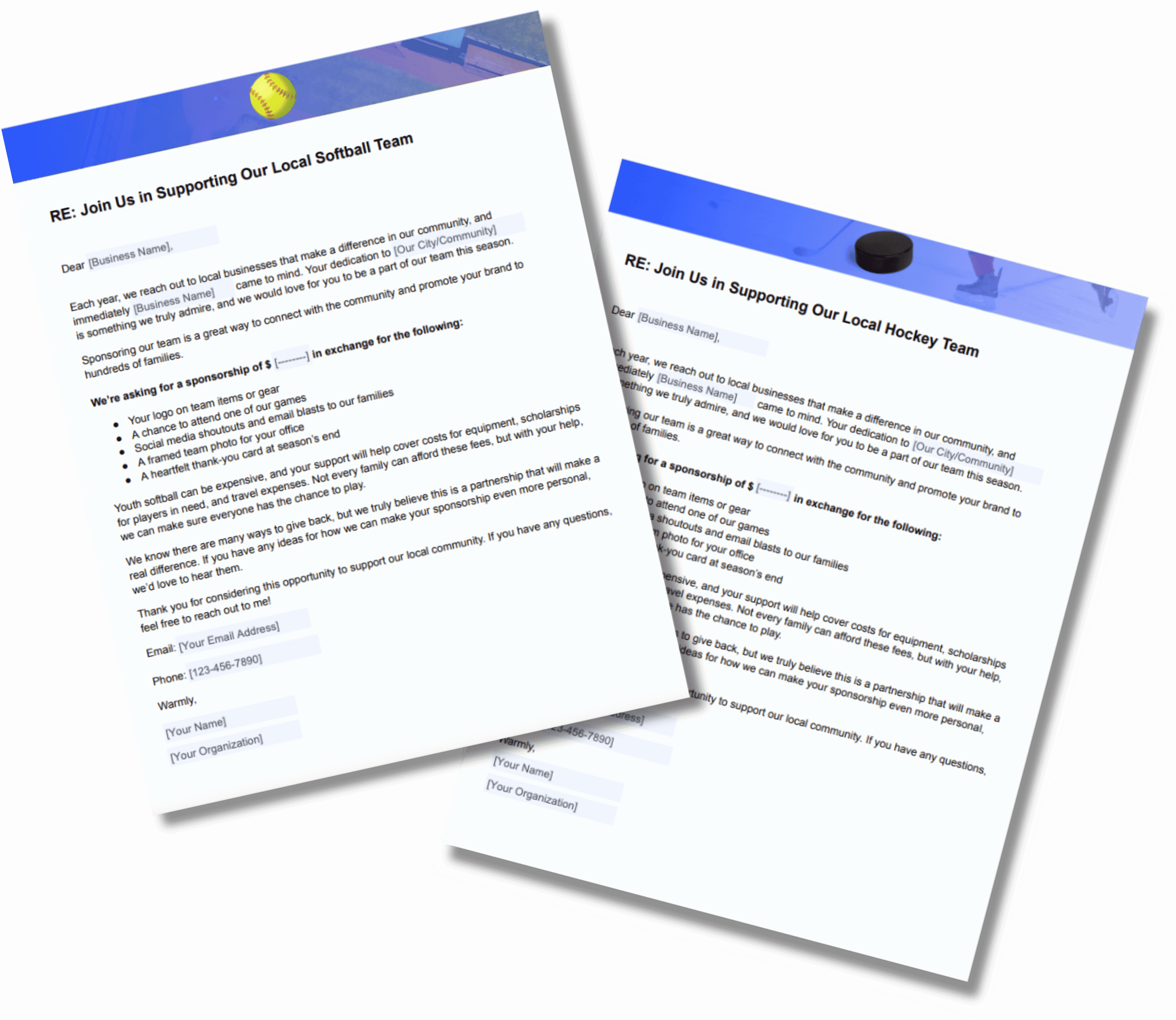 Youth Sports Sponsorship Letter Templates