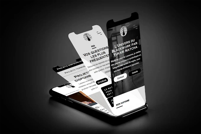 Site internet Yukari Matcha Tattoo affiché sur téléphone mobile