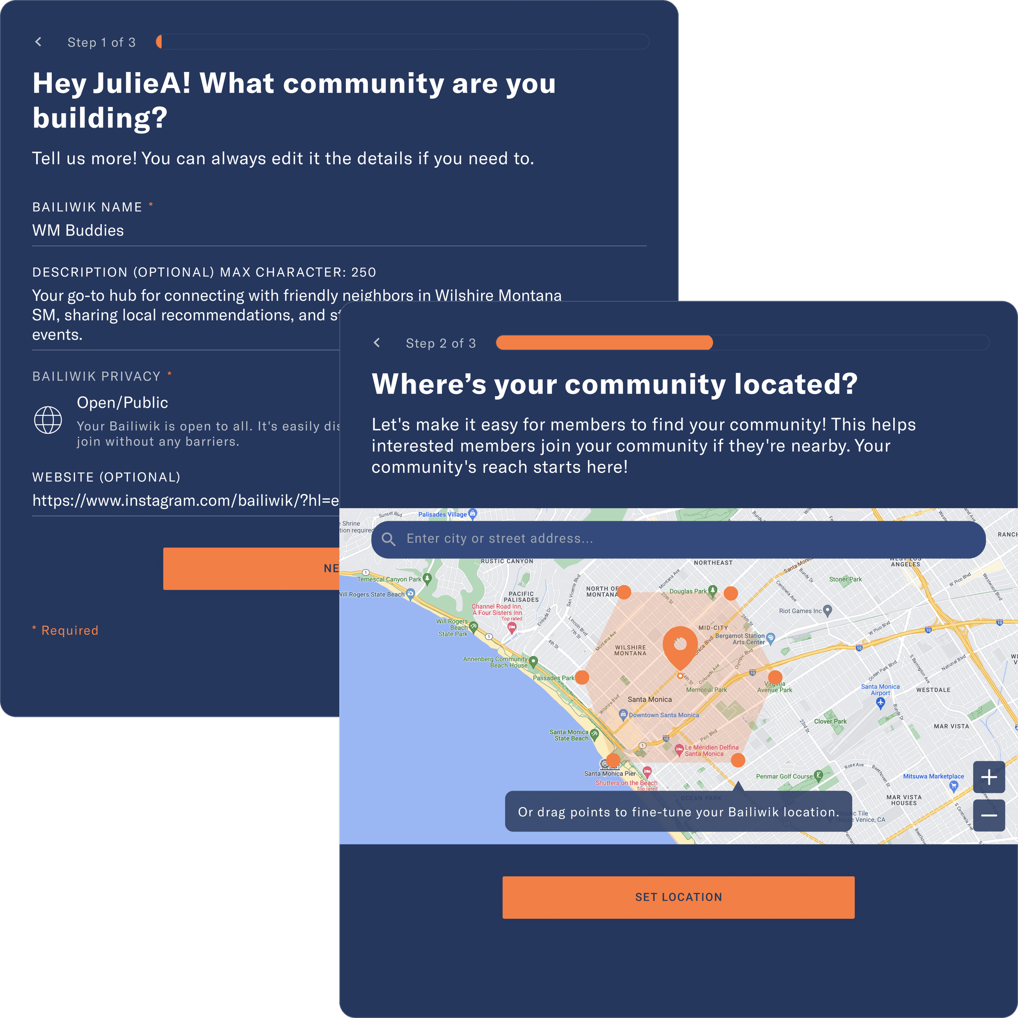 Host onboarding: add community details and select location