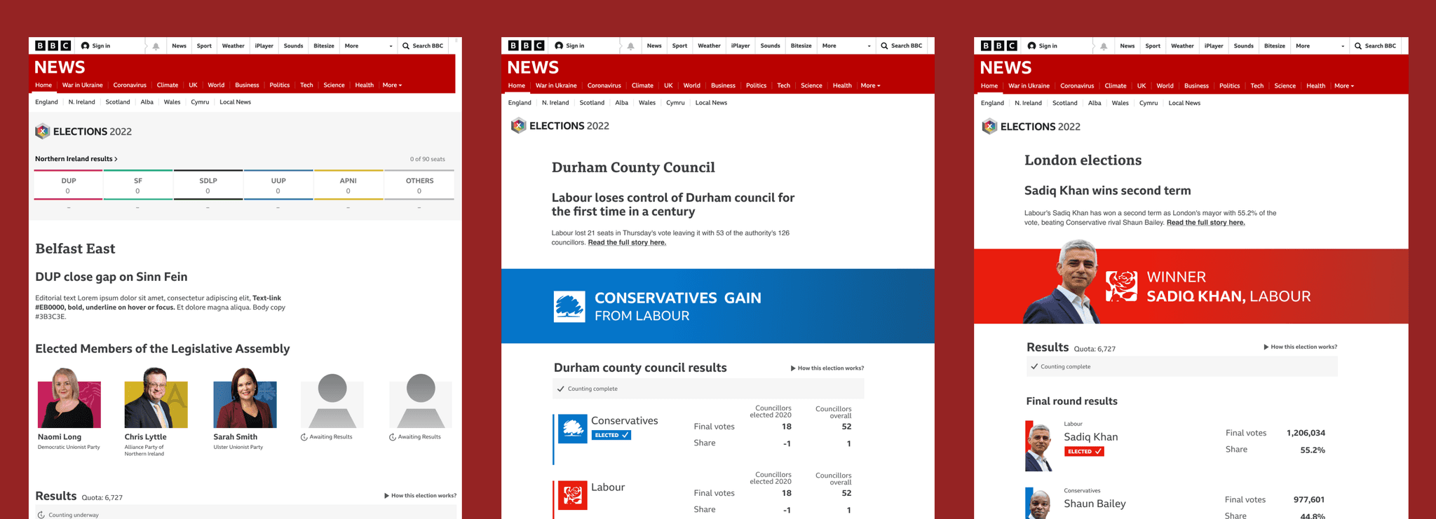 Project banner: BBC News UK Elections 2022 experience