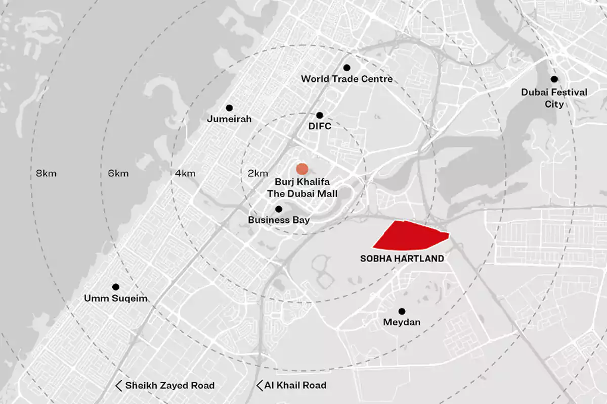 Sobha Hartland Location Map