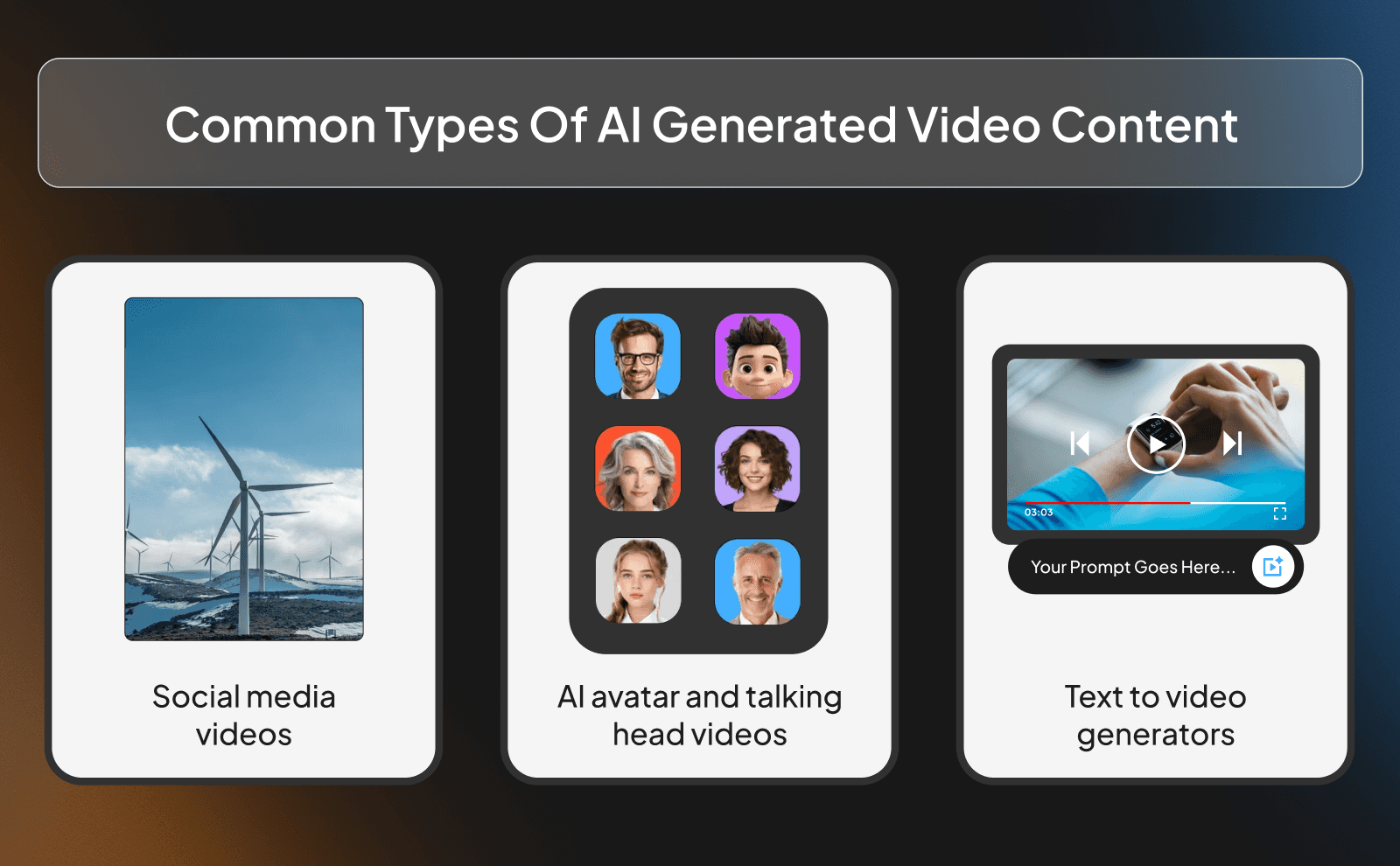 Common types of AI generated video content