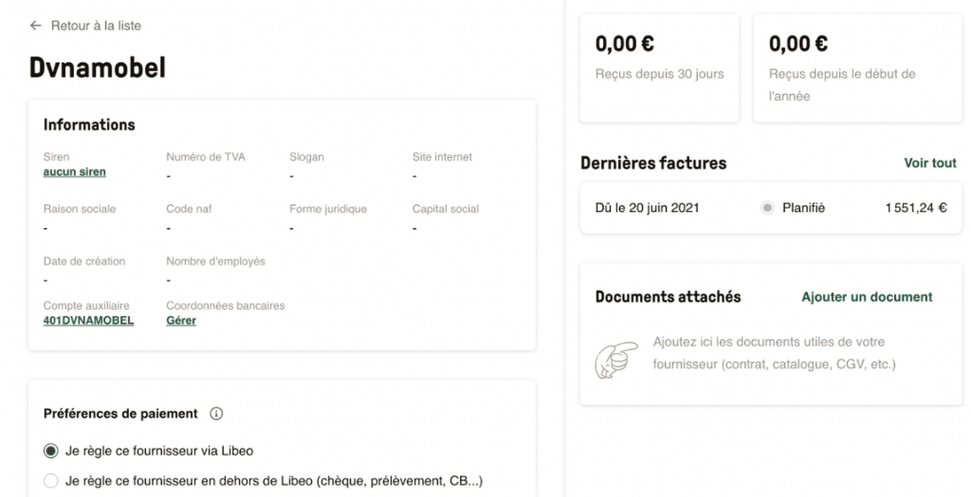 Fiche fournisseur Libeo