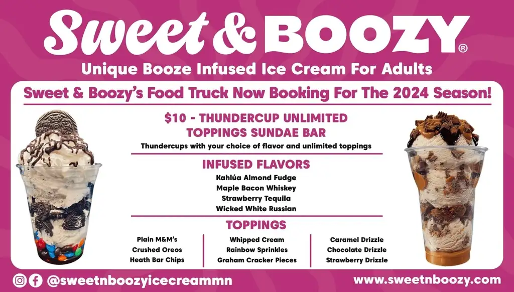 Sweet & Boozy ice cream Menu graphic