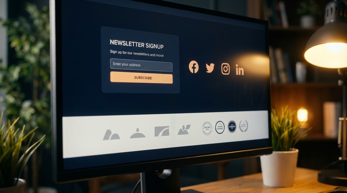 Conversion Elemente und Newsletter Anmeldung im Website Footer Design