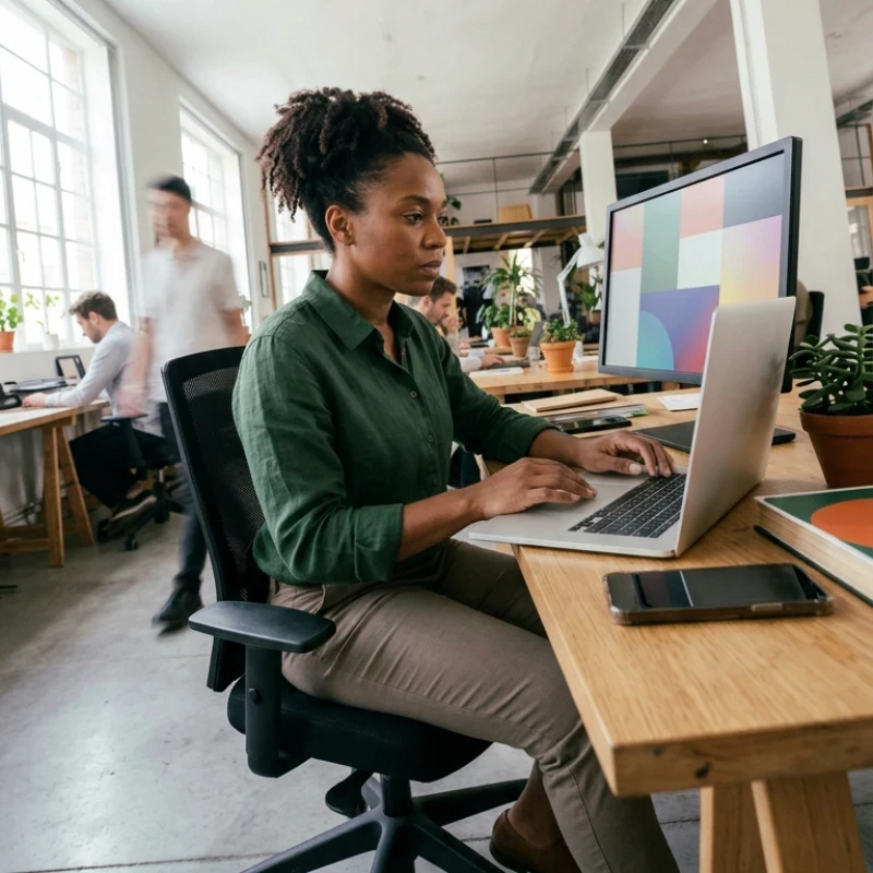 Équipe de professionnels en agence à Paris, analysant des wireframes et des structures de pages sur un grand écran interactif, illustrant notre expertise en Stratégie de comm 360° pour garantir une vision stratégique avant le design.