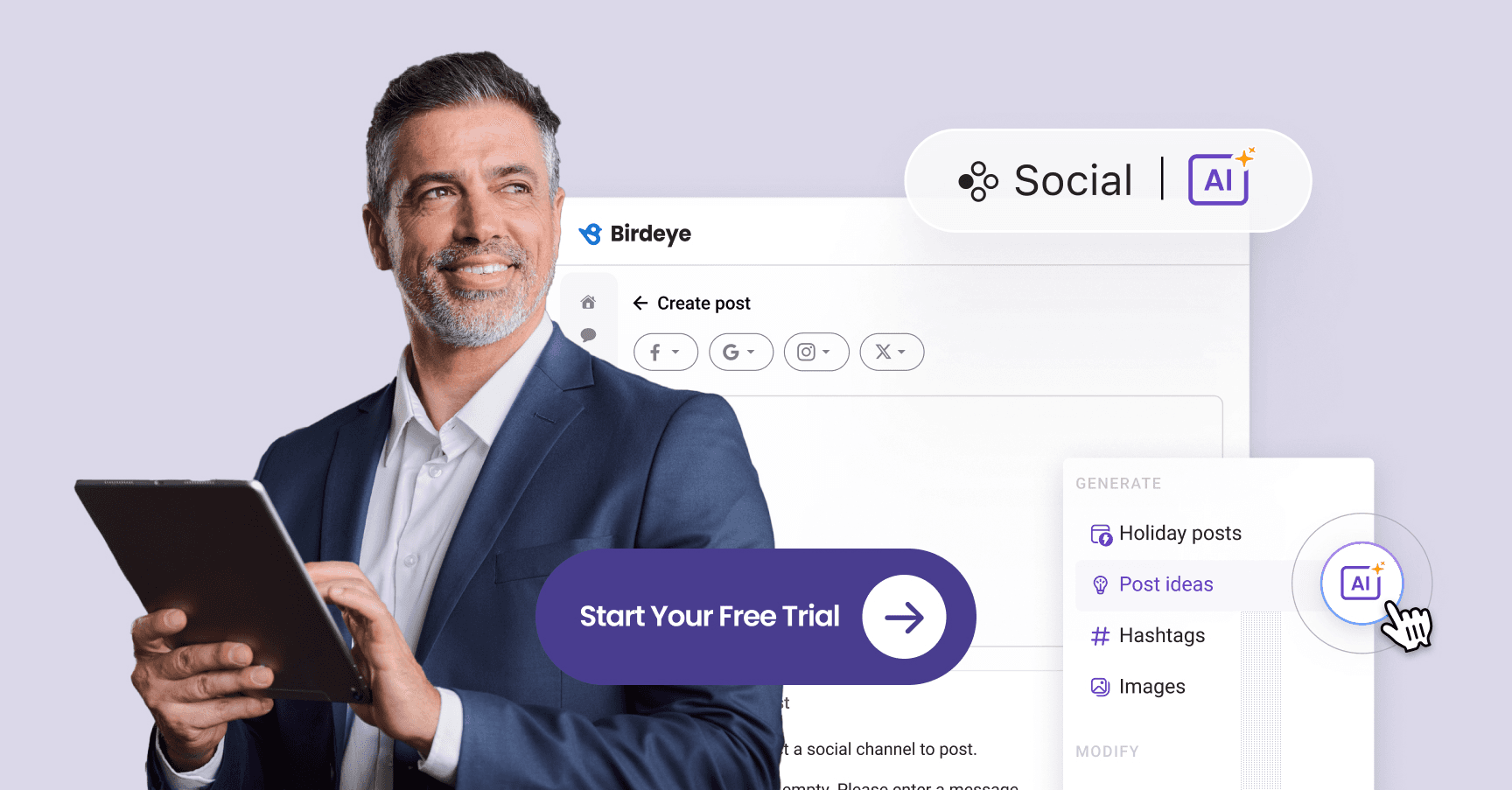 AI-powered social media management platform advertisement - Birdeye Alternatives