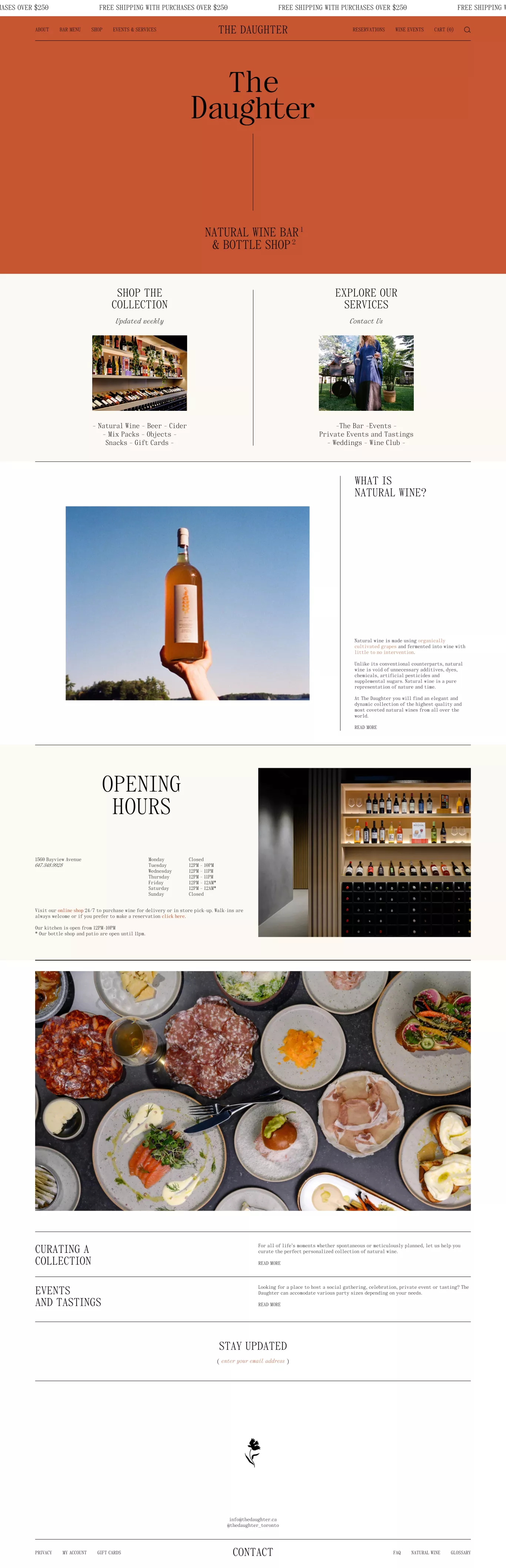 The Daughter ecommerce page screenshot showcasing Food & Drinks and Ecommerce design