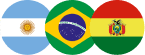 Banderas de Argentina, Brasil y Bolivia