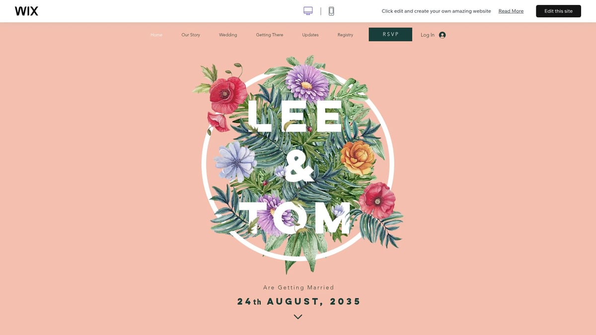 7 Stunning Wedding Web Template Picks for 2026 Brides - Wix: Floral Wedding Invitation Template
