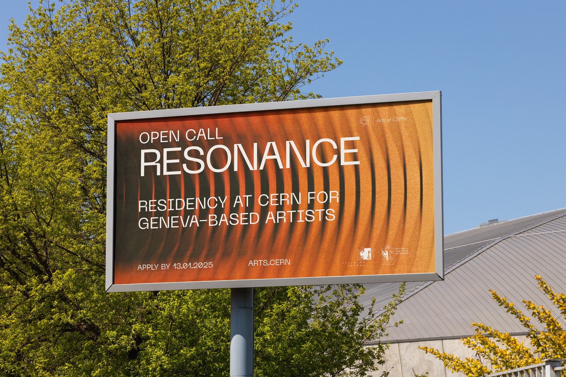 Billboard of artistic residence Resonance by Arts at CERN