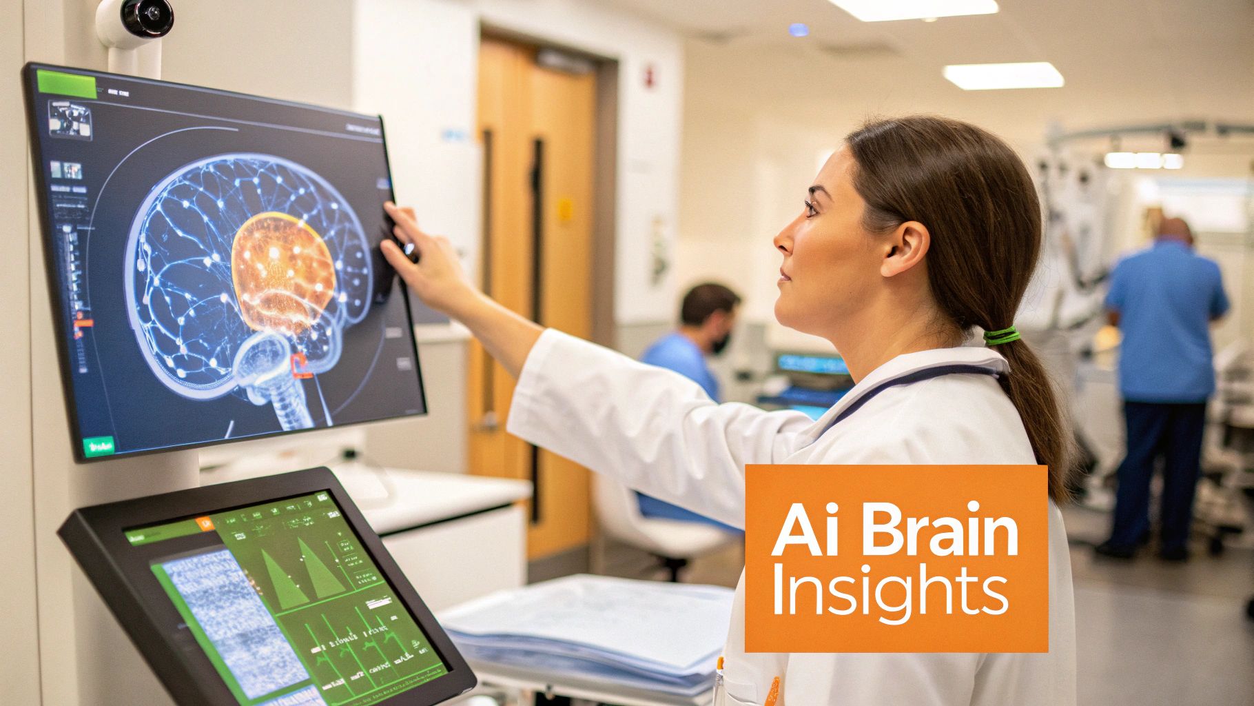 An image of a futuristic brain scan on a digital screen, symbolizing AI's role in cognitive assessment.