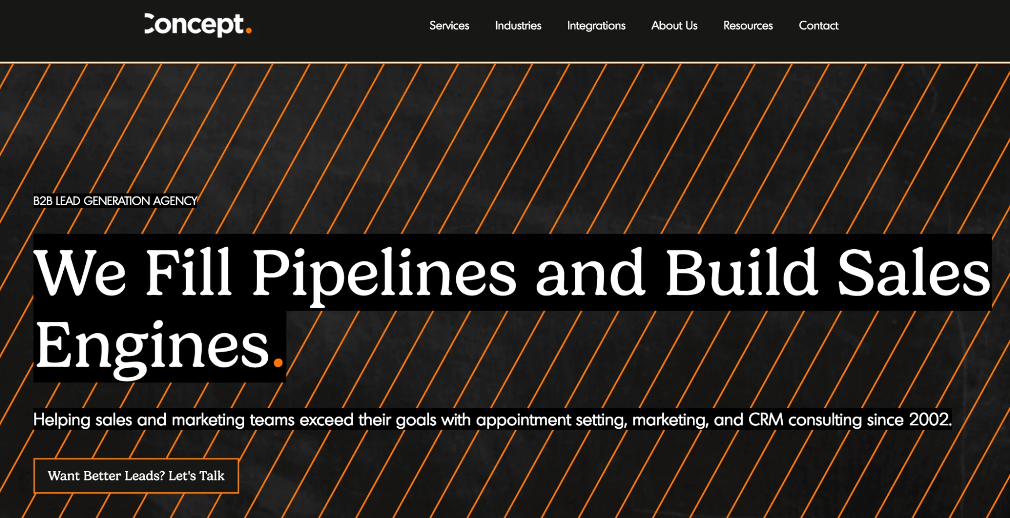 Concept homepage: consultative B2B appointment setting for enterprise sales