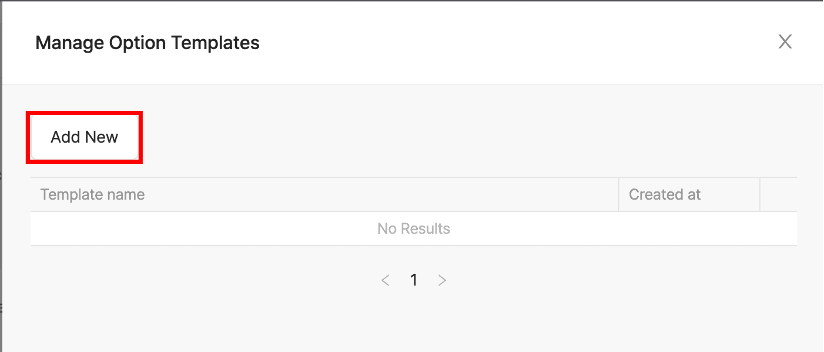 manage option templates