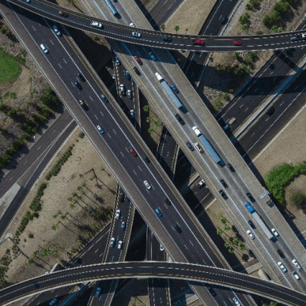 Several roads crossing 