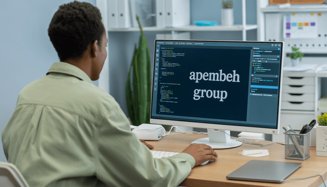 A person sits at a cluttered desk in a dimly lit room, focused on two monitors displaying aerial maps. The walls are covered with various images and notes.
