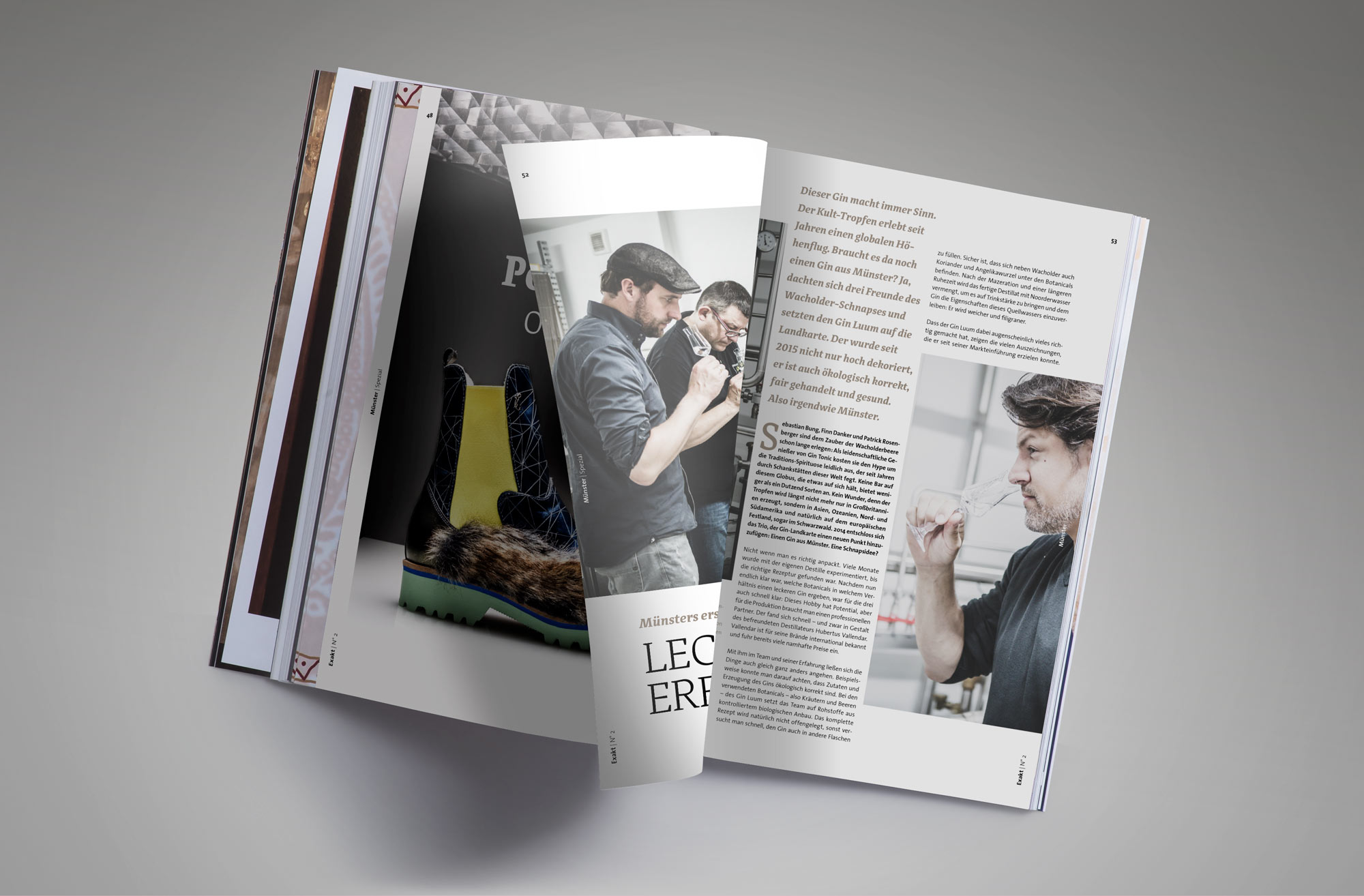 Doppelseite im Exakt Magazin – journalistische Inhalte modern aufbereitet