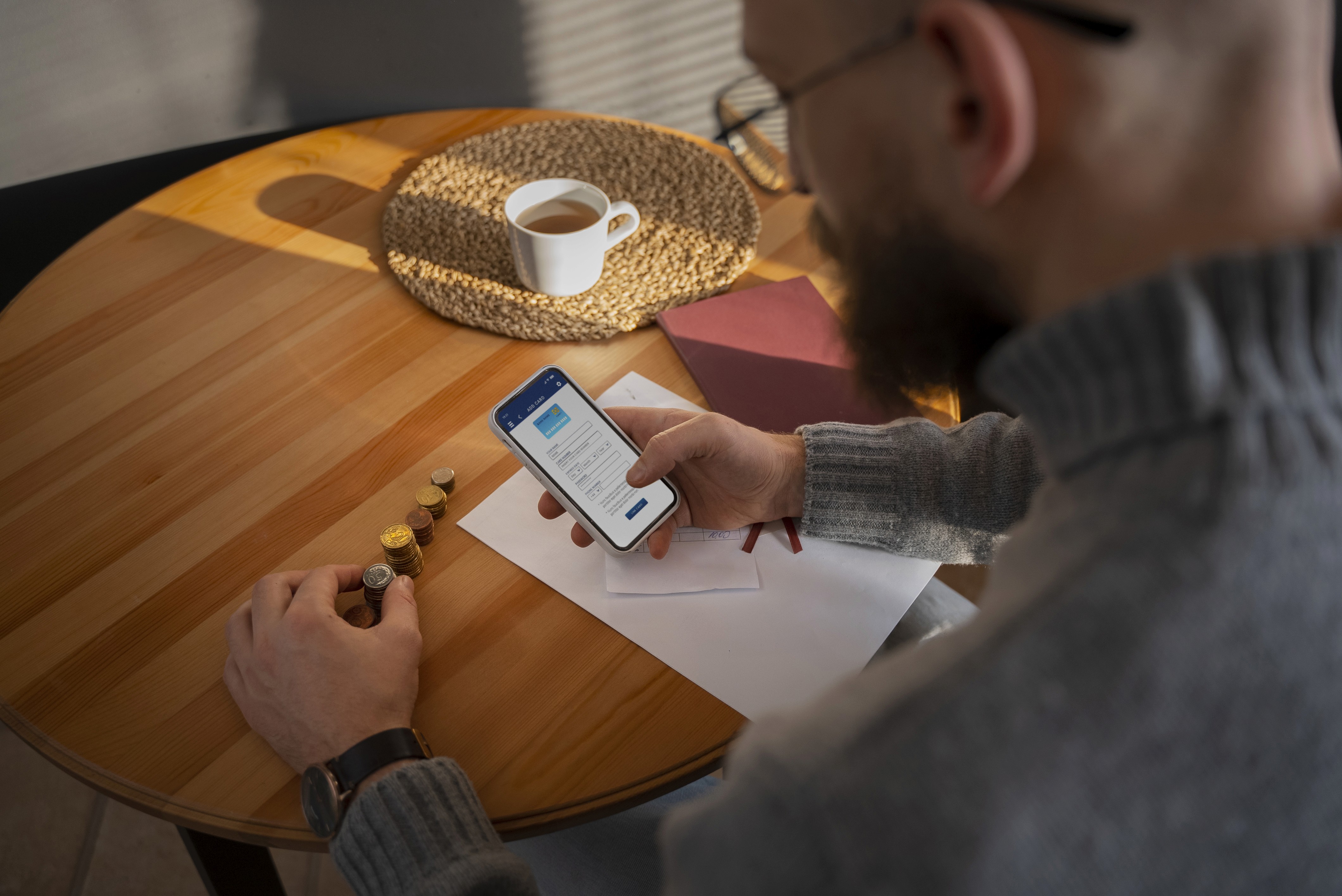 Close-up of blue flowers, glistening with droplets of water, creating a serene and calming atmosphere.