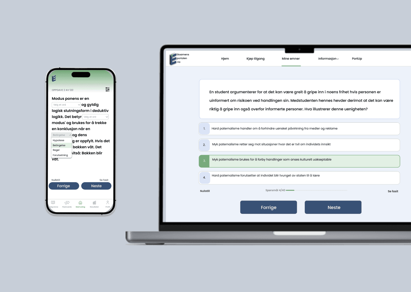 tre telefoner som illustrerer appen