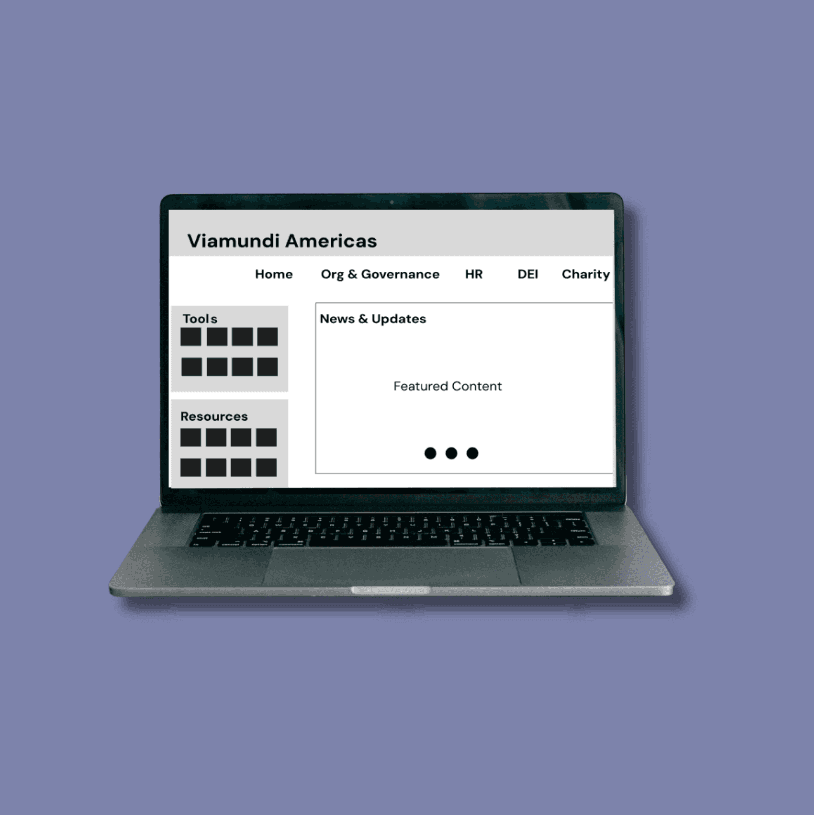 Intranet homepage with streamlined navigation, tool access, and centralized content for news and resources.