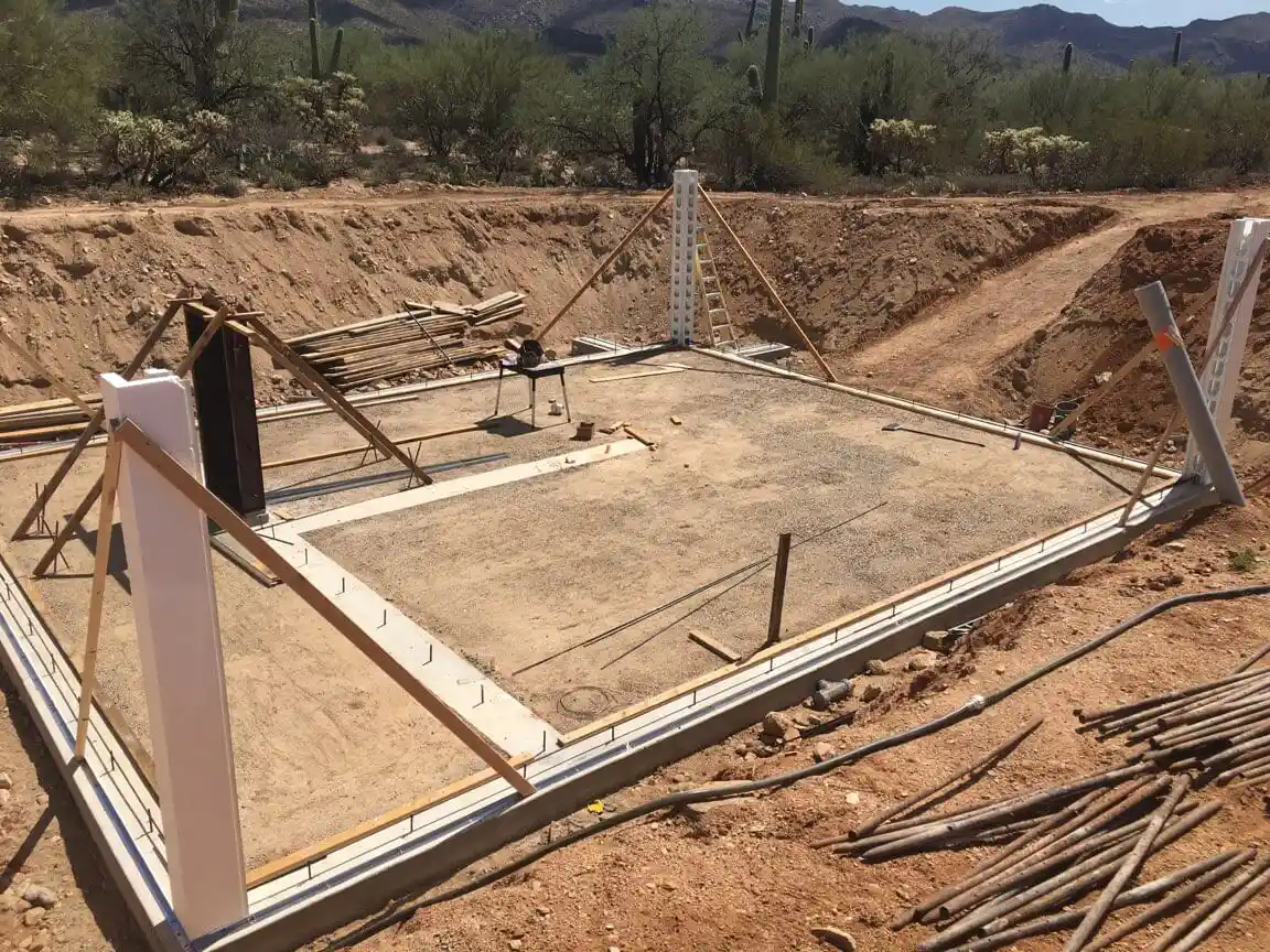 Footing of an ICF build in the American Southwest
