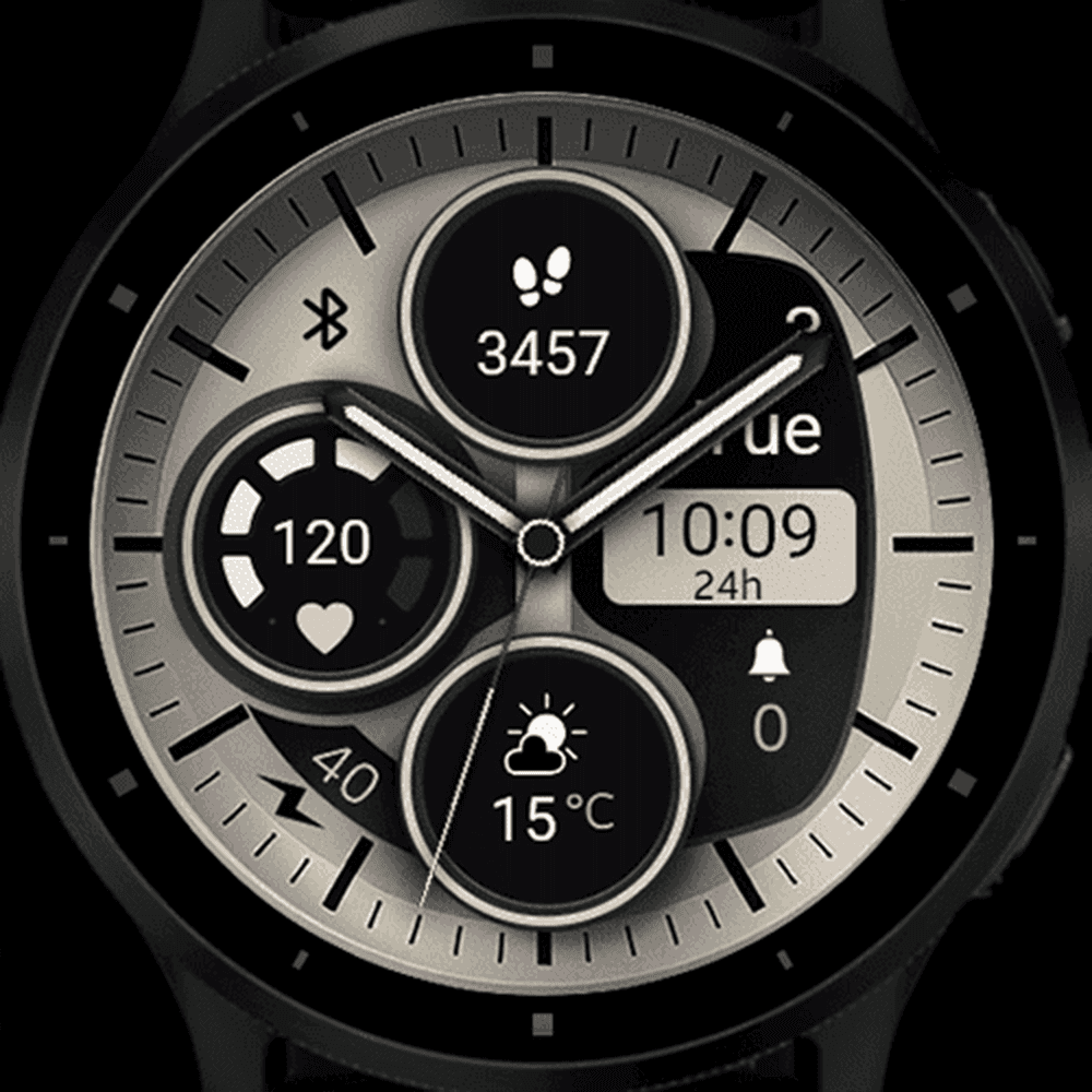 Modern Garmin smartwatch displaying a hybrid watch face