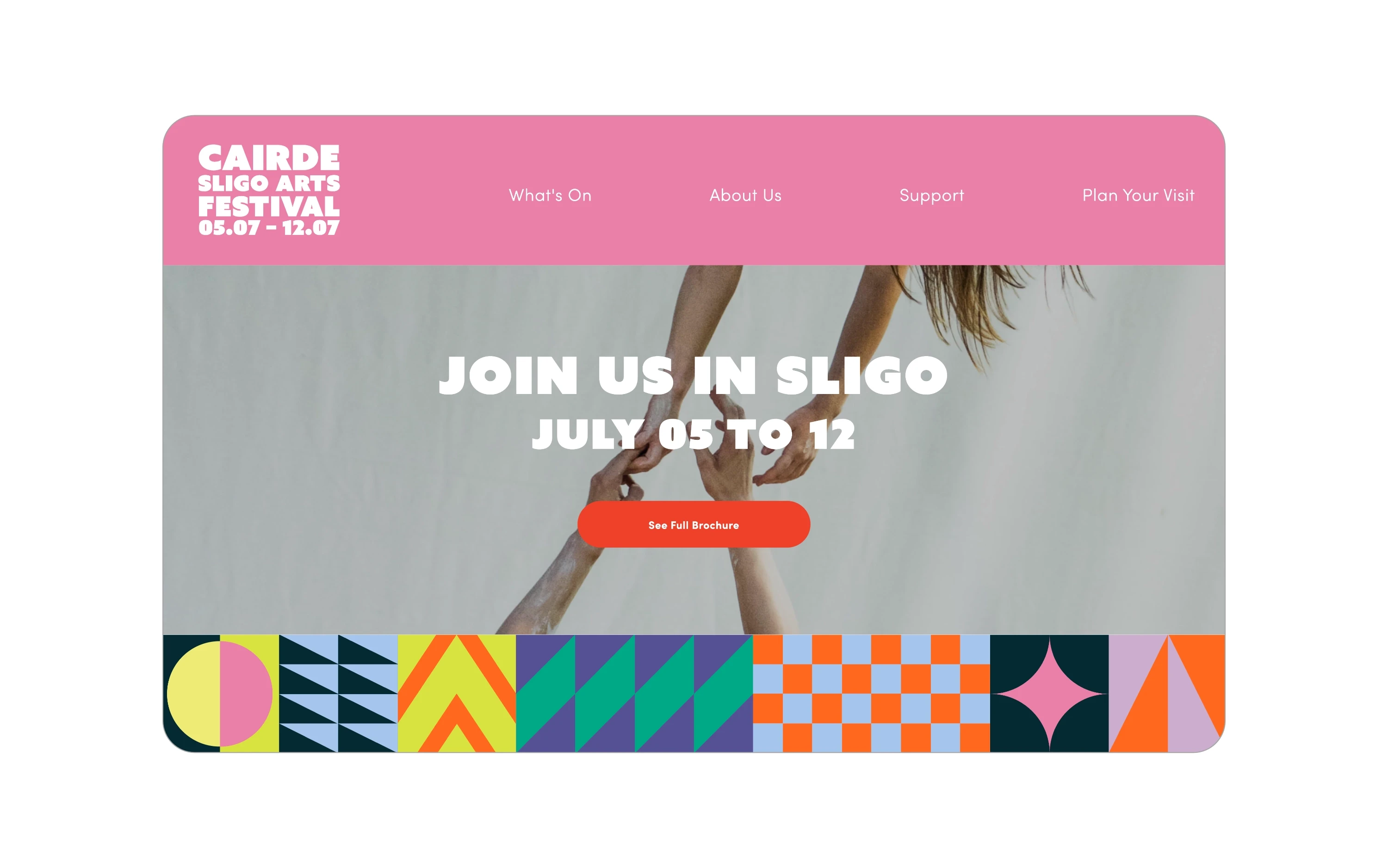 detail of a homepage landing section on the cairde website