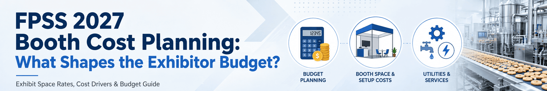 FPSS 2027 booth cost planning guide covering exhibit space, machinery, utilities, demos, and show-site services